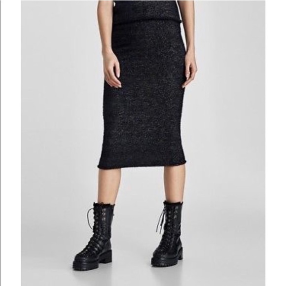Zara Dresses & Skirts - NWT Zara Knit Shimmery Midi Skirt Size Medium